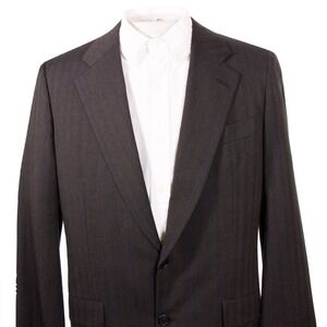 Hickey Freeman Mens‎ 39 R Charcoal Herringbone Texture Striped Wool Sports Coat